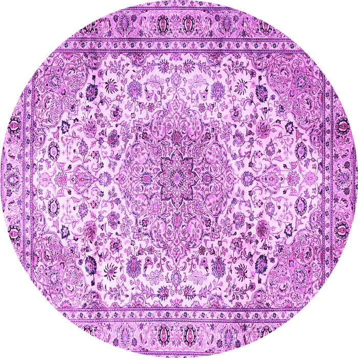Round Medallion Purple Traditional Rug, tr3900pur