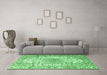 Machine Washable Medallion Emerald Green Traditional Area Rugs in a Living Room,, wshtr3900emgrn