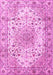 Machine Washable Medallion Pink Traditional Rug, wshtr3900pnk