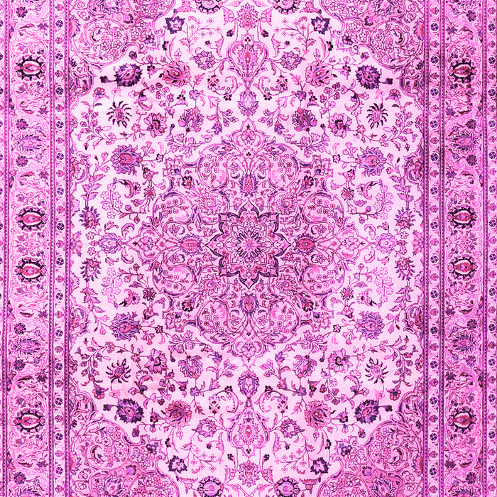 Machine Washable Medallion Pink Traditional Rug, wshtr3900pnk