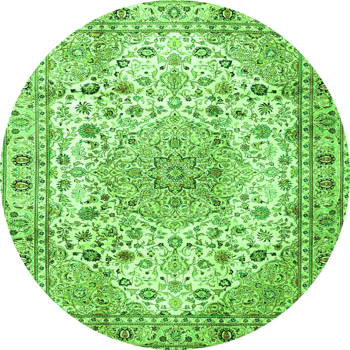 Machine Washable Medallion Green Traditional Area Rugs, wshtr3900grn