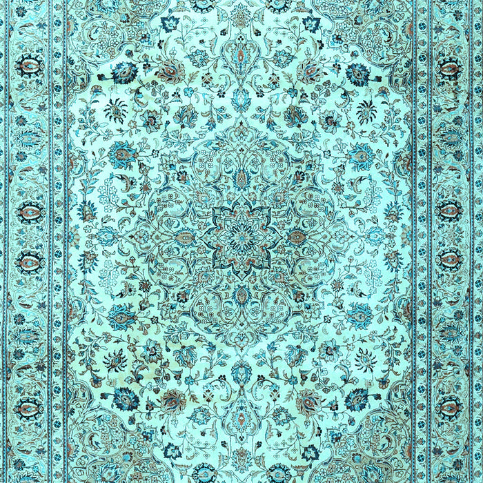 Machine Washable Medallion Light Blue Traditional Rug, wshtr3900lblu
