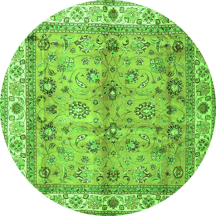 Square Oriental Green Traditional Rug, tr3901grn