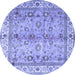 Round Oriental Blue Traditional Rug, tr3901blu