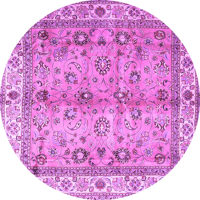 Round Machine Washable Oriental Purple Traditional Area Rugs, wshtr3901pur