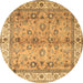 Round Oriental Brown Traditional Rug, tr3901brn