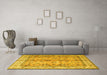 Machine Washable Oriental Yellow Traditional Rug in a Living Room, wshtr3901yw