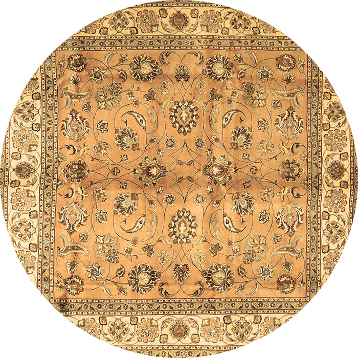Round Machine Washable Oriental Brown Traditional Rug, wshtr3901brn