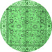 Round Oriental Emerald Green Traditional Rug, tr3901emgrn