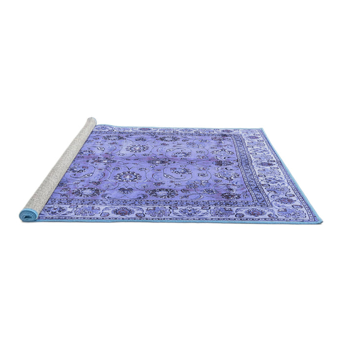 Sideview of Machine Washable Oriental Blue Traditional Rug, wshtr3901blu