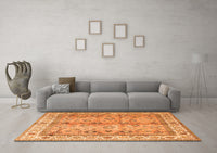 Machine Washable Oriental Orange Traditional Rug, wshtr3901org