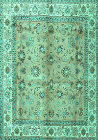 Oriental Turquoise Traditional Rug, tr3901turq