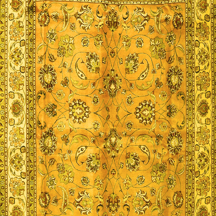 Machine Washable Oriental Yellow Traditional Rug, wshtr3901yw