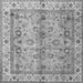 Round Machine Washable Oriental Gray Traditional Rug, wshtr3901gry