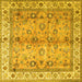 Square Machine Washable Oriental Yellow Traditional Rug, wshtr3901yw