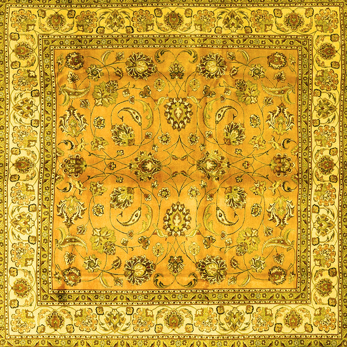 Square Oriental Yellow Traditional Rug, tr3901yw