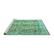 Sideview of Machine Washable Oriental Turquoise Traditional Area Rugs, wshtr3901turq