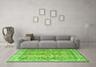 Machine Washable Oriental Green Traditional Area Rugs in a Living Room,, wshtr3901grn