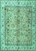 Machine Washable Oriental Turquoise Traditional Area Rugs, wshtr3901turq