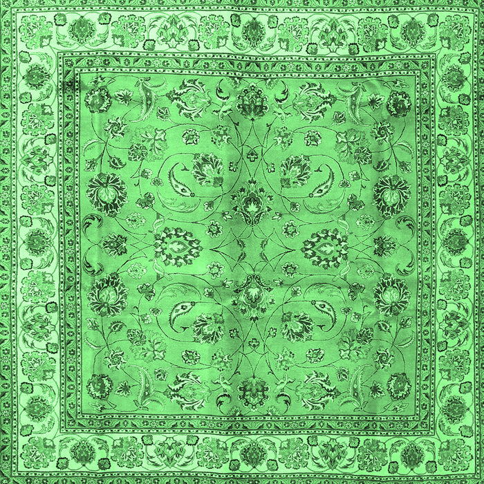 Square Oriental Emerald Green Traditional Rug, tr3901emgrn