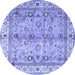 Round Machine Washable Oriental Blue Traditional Rug, wshtr3901blu