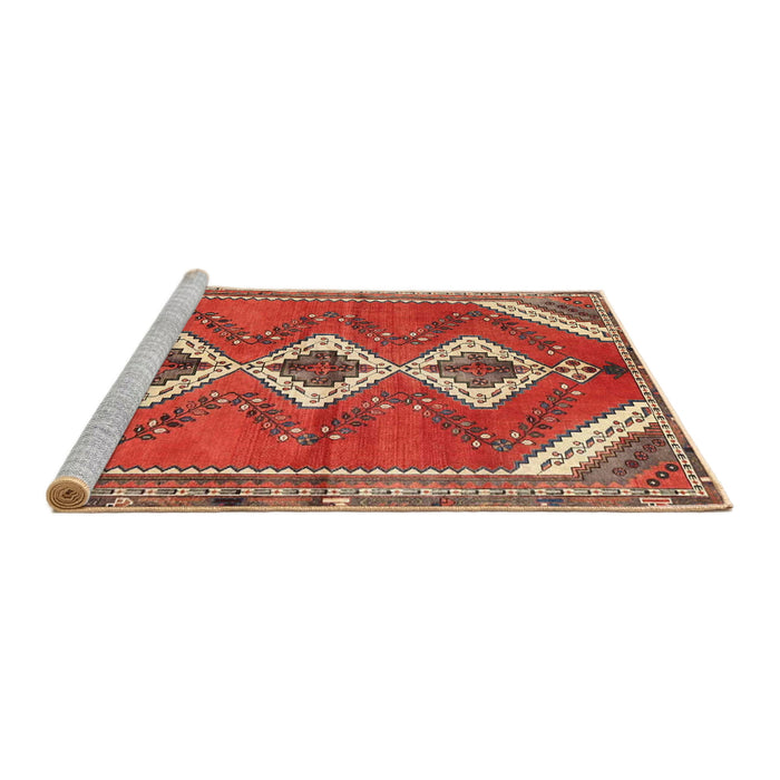 Sideview of Machine Washable Traditional Orange Brown Rug, wshtr3902