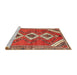 Sideview of Machine Washable Traditional Orange Brown Rug, wshtr3902