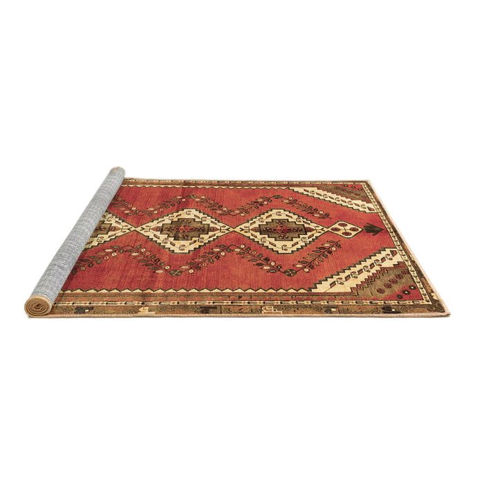 Sideview of Machine Washable Persian Brown Traditional Rug, wshtr3902brn