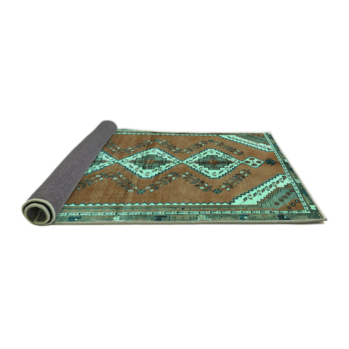 Sideview of Persian Turquoise Traditional Rug, tr3902turq