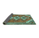 Sideview of Persian Turquoise Traditional Rug, tr3902turq