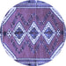 Round Persian Blue Traditional Rug, tr3902blu