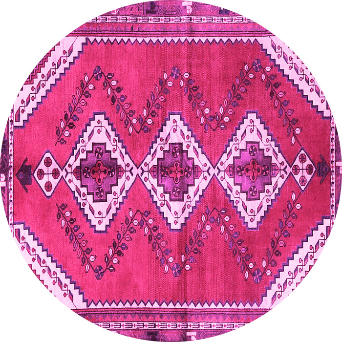 Round Machine Washable Persian Pink Traditional Rug, wshtr3902pnk