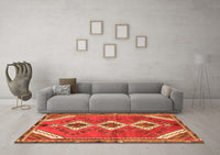 Machine Washable Persian Orange Traditional Rug, wshtr3902org