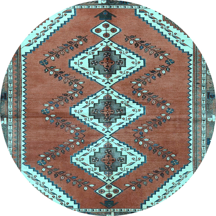 Round Machine Washable Persian Light Blue Traditional Rug, wshtr3902lblu