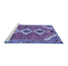 Sideview of Machine Washable Persian Blue Traditional Rug, wshtr3902blu