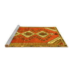 Sideview of Machine Washable Persian Yellow Traditional Rug, wshtr3902yw