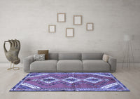 Machine Washable Persian Blue Traditional Rug, wshtr3902blu