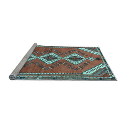 Sideview of Machine Washable Persian Light Blue Traditional Rug, wshtr3902lblu