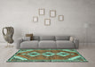 Machine Washable Persian Turquoise Traditional Area Rugs in a Living Room,, wshtr3902turq