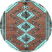 Round Persian Light Blue Traditional Rug, tr3902lblu