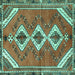 Square Machine Washable Persian Turquoise Traditional Area Rugs, wshtr3902turq