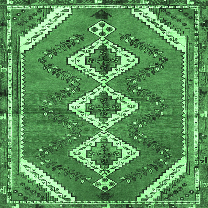Square Machine Washable Persian Emerald Green Traditional Area Rugs, wshtr3902emgrn