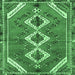 Square Machine Washable Persian Emerald Green Traditional Area Rugs, wshtr3902emgrn