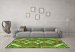 Machine Washable Persian Green Traditional Area Rugs in a Living Room,, wshtr3902grn