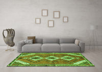 Machine Washable Persian Green Traditional Rug, wshtr3902grn