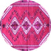 Round Persian Pink Traditional Rug, tr3902pnk