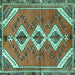 Square Persian Turquoise Traditional Rug, tr3902turq