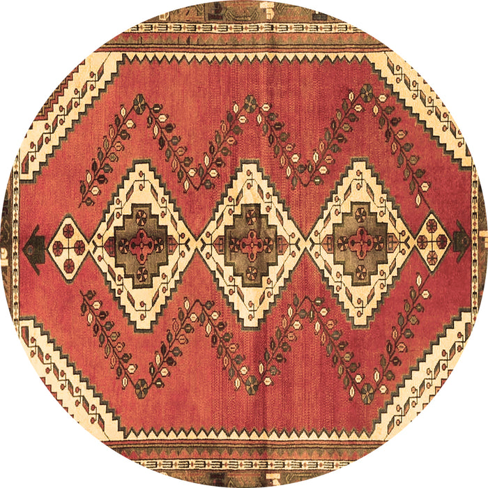 Round Persian Brown Traditional Rug, tr3902brn