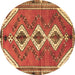 Round Persian Brown Traditional Rug, tr3902brn