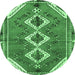Round Persian Emerald Green Traditional Rug, tr3902emgrn